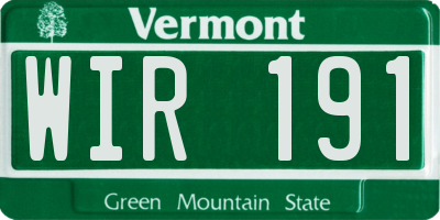 VT license plate WIR191