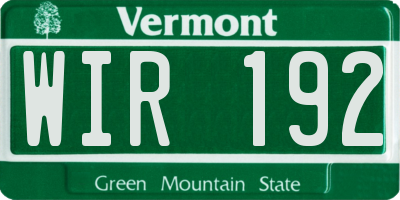 VT license plate WIR192