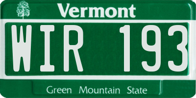 VT license plate WIR193