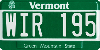 VT license plate WIR195
