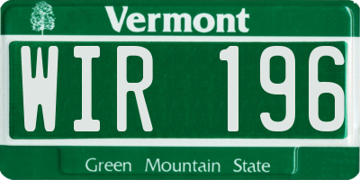 VT license plate WIR196