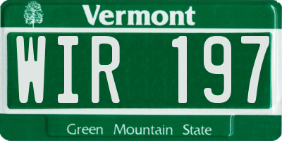 VT license plate WIR197