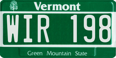 VT license plate WIR198