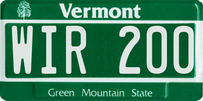 VT license plate WIR200