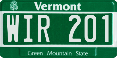 VT license plate WIR201
