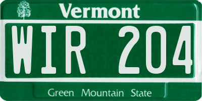 VT license plate WIR204