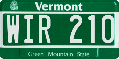 VT license plate WIR210