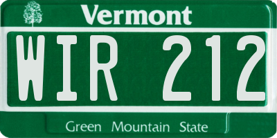 VT license plate WIR212