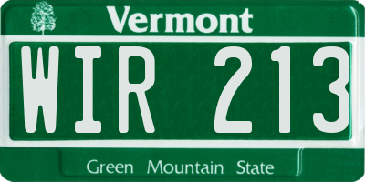 VT license plate WIR213