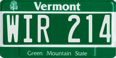 VT license plate WIR214