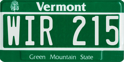 VT license plate WIR215