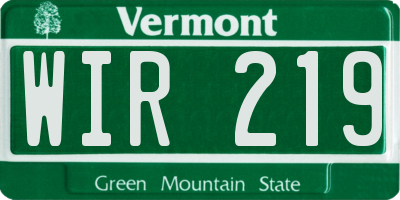 VT license plate WIR219