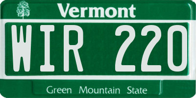 VT license plate WIR220