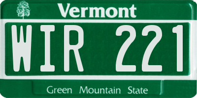 VT license plate WIR221