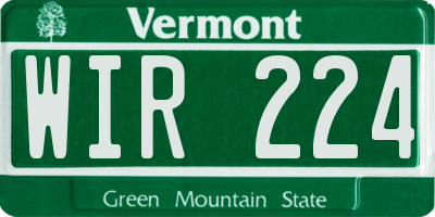 VT license plate WIR224