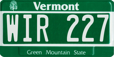 VT license plate WIR227