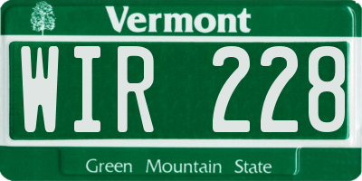 VT license plate WIR228
