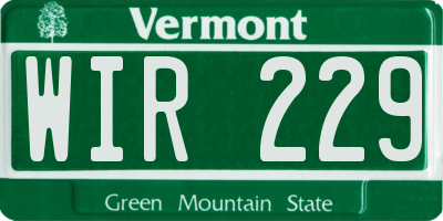 VT license plate WIR229