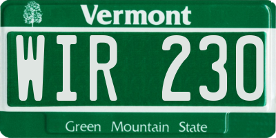 VT license plate WIR230