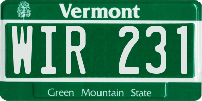 VT license plate WIR231