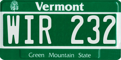 VT license plate WIR232