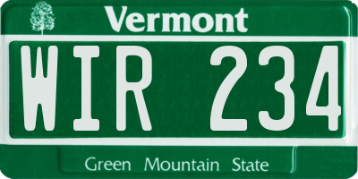 VT license plate WIR234