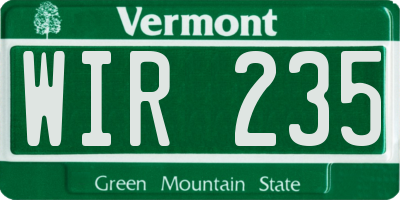 VT license plate WIR235