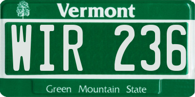 VT license plate WIR236