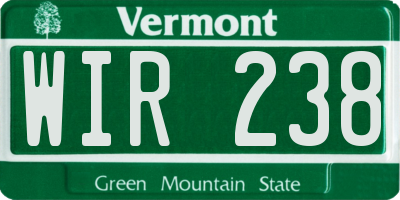 VT license plate WIR238