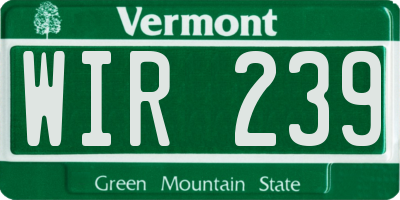 VT license plate WIR239