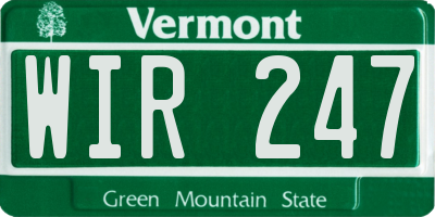 VT license plate WIR247