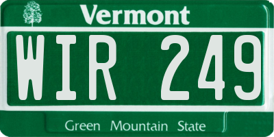 VT license plate WIR249