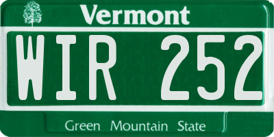 VT license plate WIR252