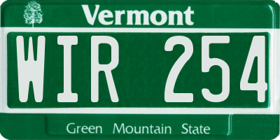 VT license plate WIR254