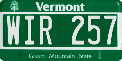 VT license plate WIR257