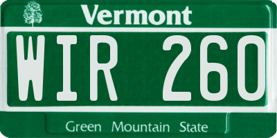 VT license plate WIR260