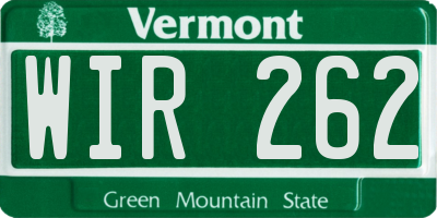 VT license plate WIR262