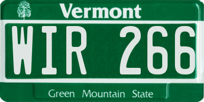 VT license plate WIR266