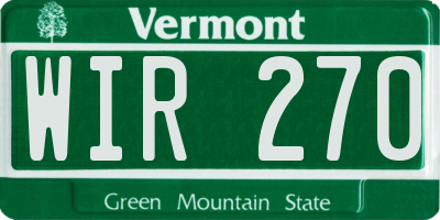 VT license plate WIR270