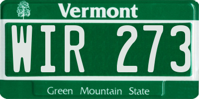 VT license plate WIR273