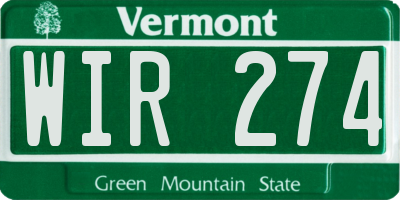 VT license plate WIR274