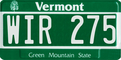 VT license plate WIR275