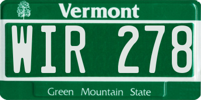 VT license plate WIR278