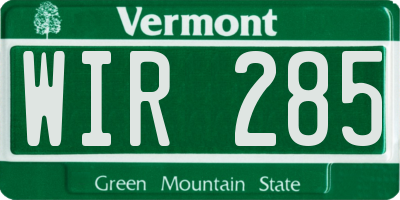VT license plate WIR285