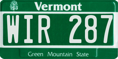 VT license plate WIR287
