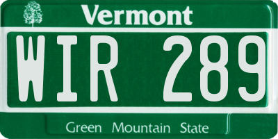 VT license plate WIR289
