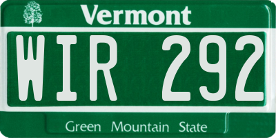 VT license plate WIR292