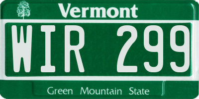 VT license plate WIR299