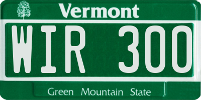 VT license plate WIR300