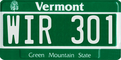 VT license plate WIR301